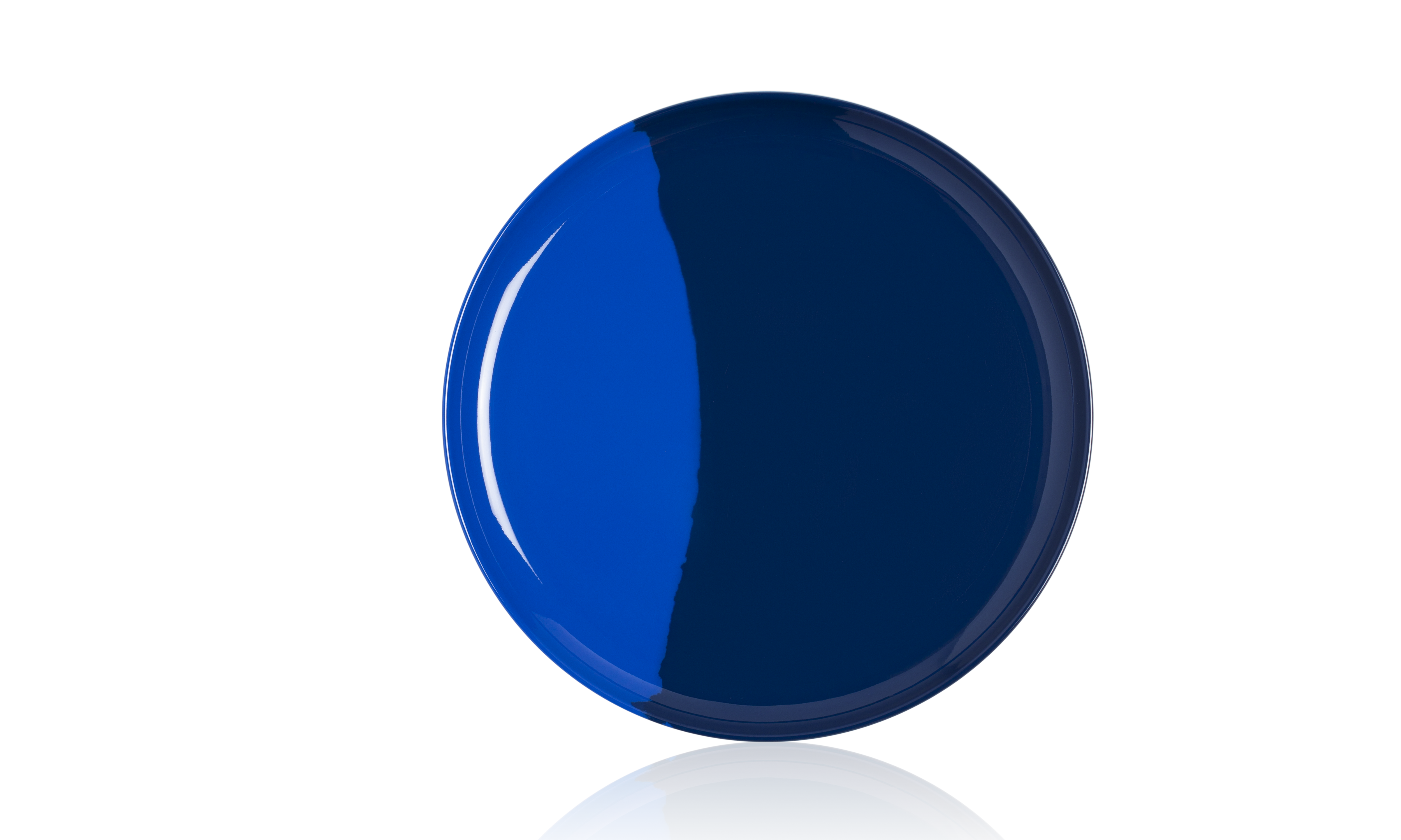 1/2 & 1/2 Melamine Salad/Dinner Plate (Cobalt/Blue) Set of 4 Exclusive Design By Thomas Fuchs Creative