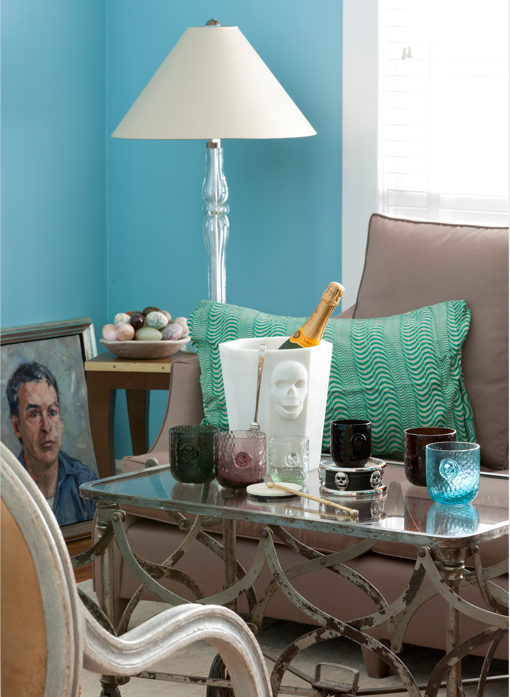 PRE-ORDER Skull Stamp DOF Drinking Glasses - Aqua - Set of 4