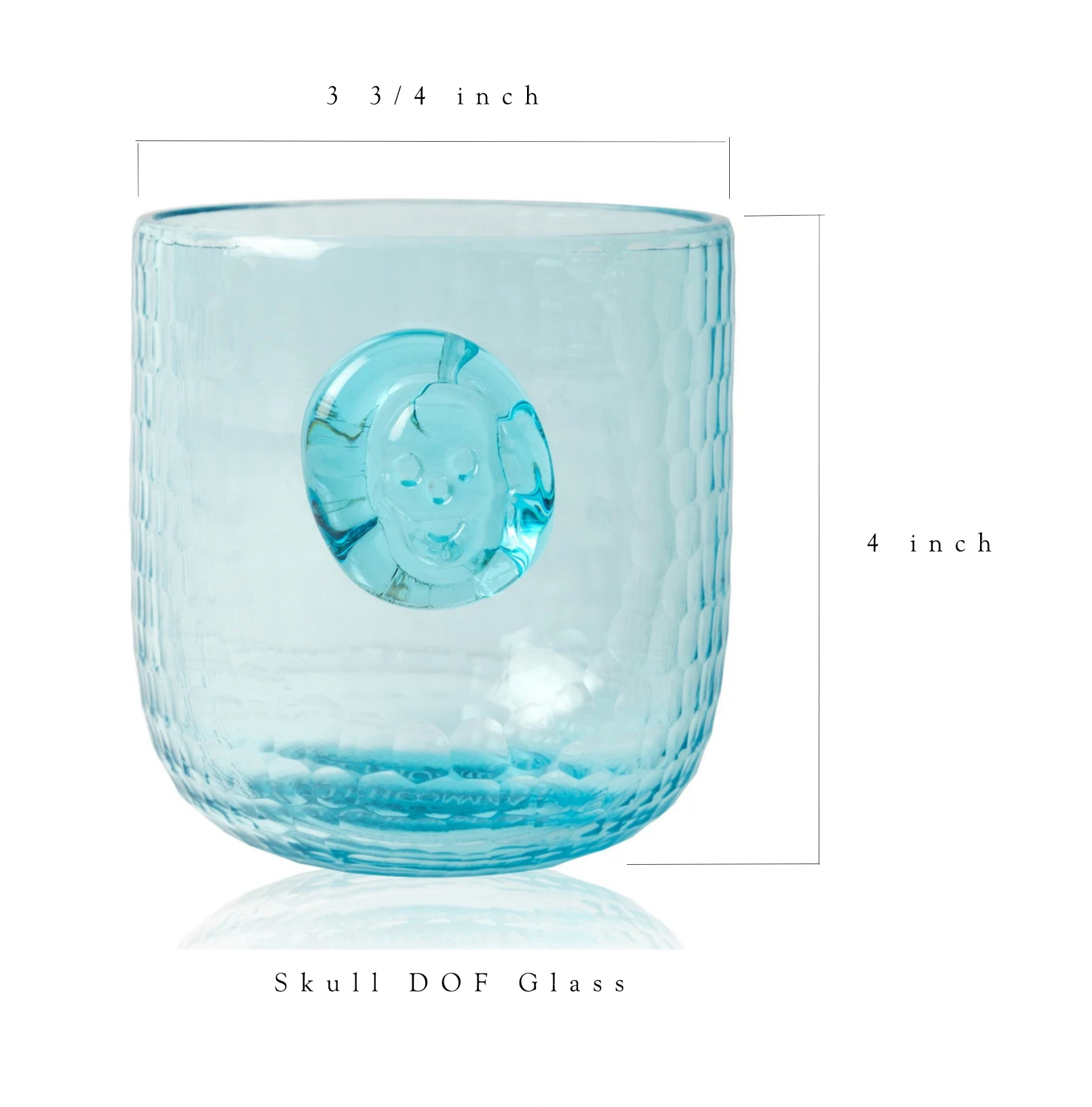 PRE-ORDER Skull Stamp DOF Drinking Glasses - Aqua - Set of 4