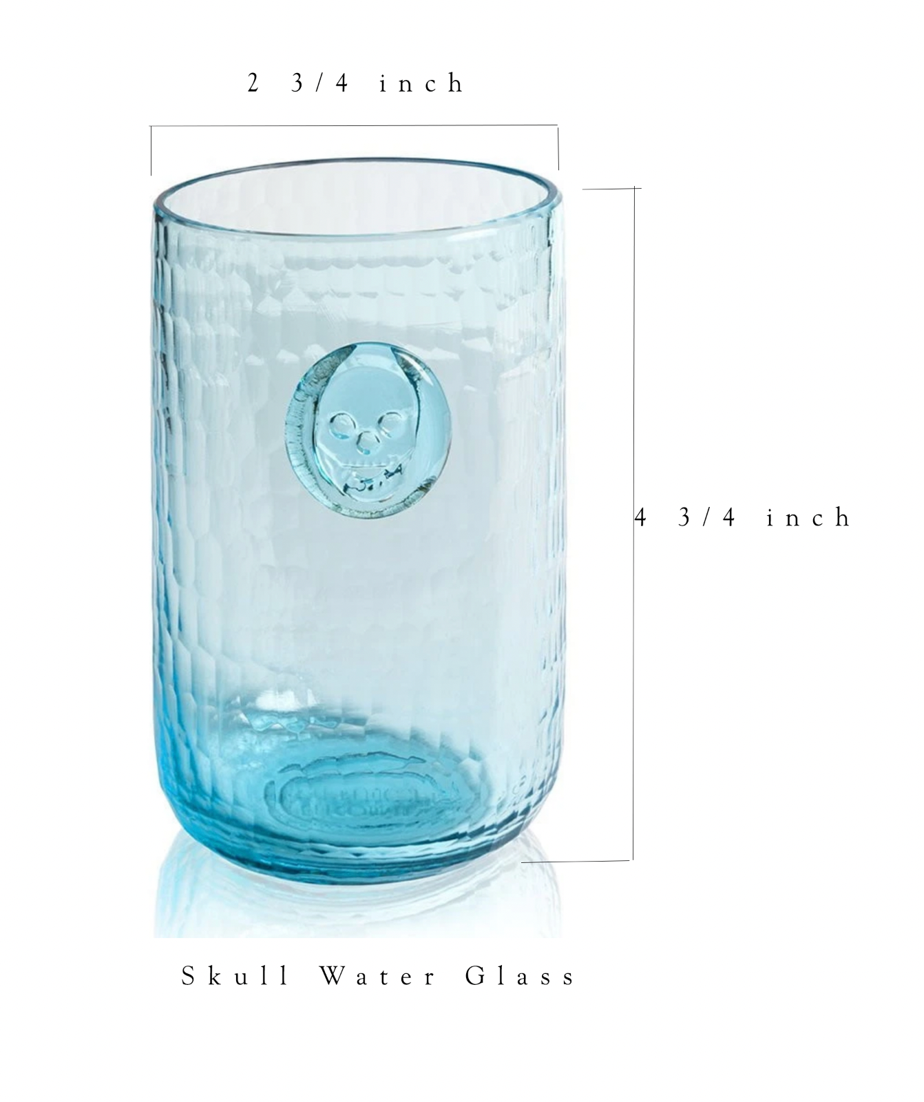 PRE-ORDER Skull Stamp Water Drinking Glasses - Aqua - Set of 4