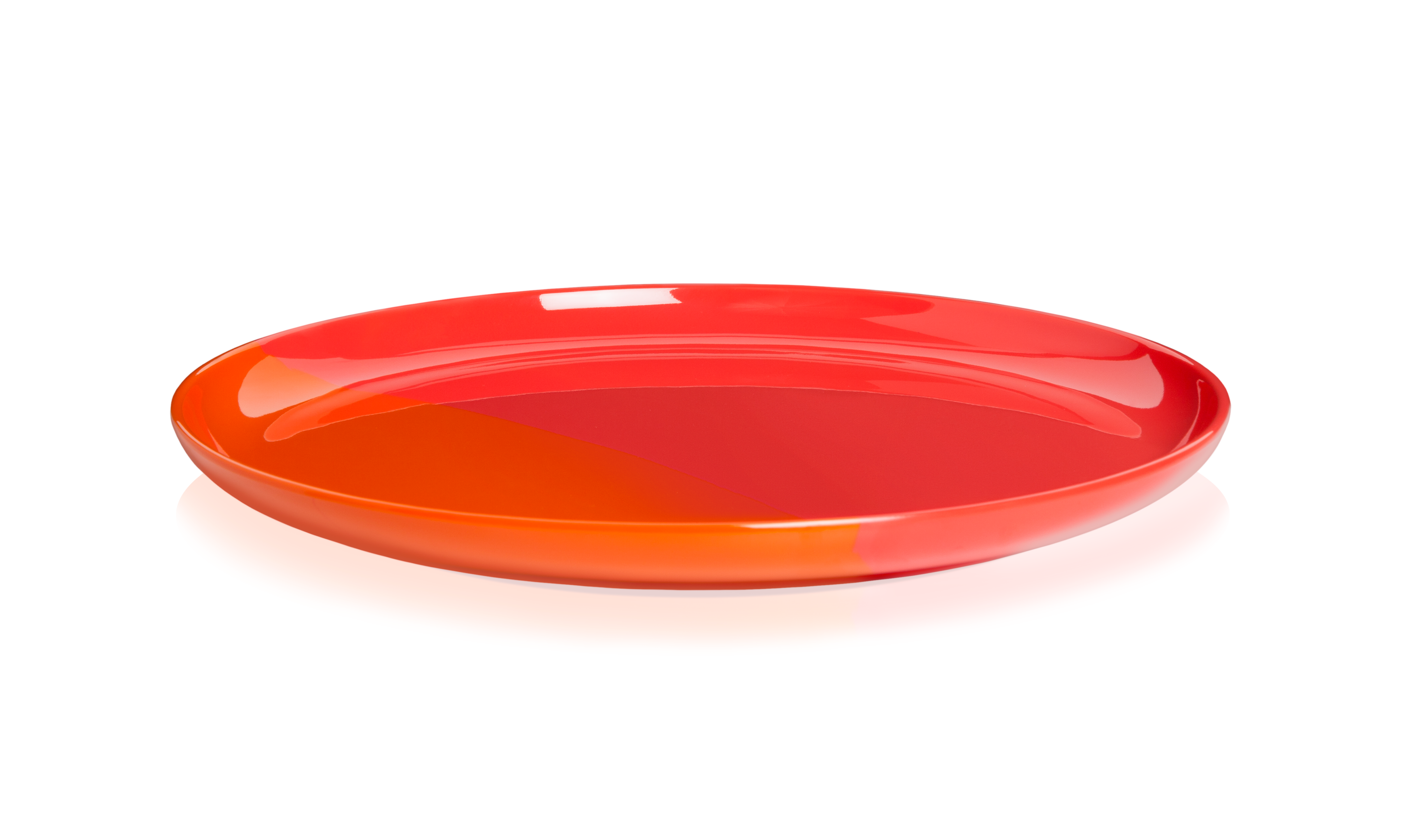 1/2 & 1/2 Melamine Dinner Plate Orange / Red (Set of 4)