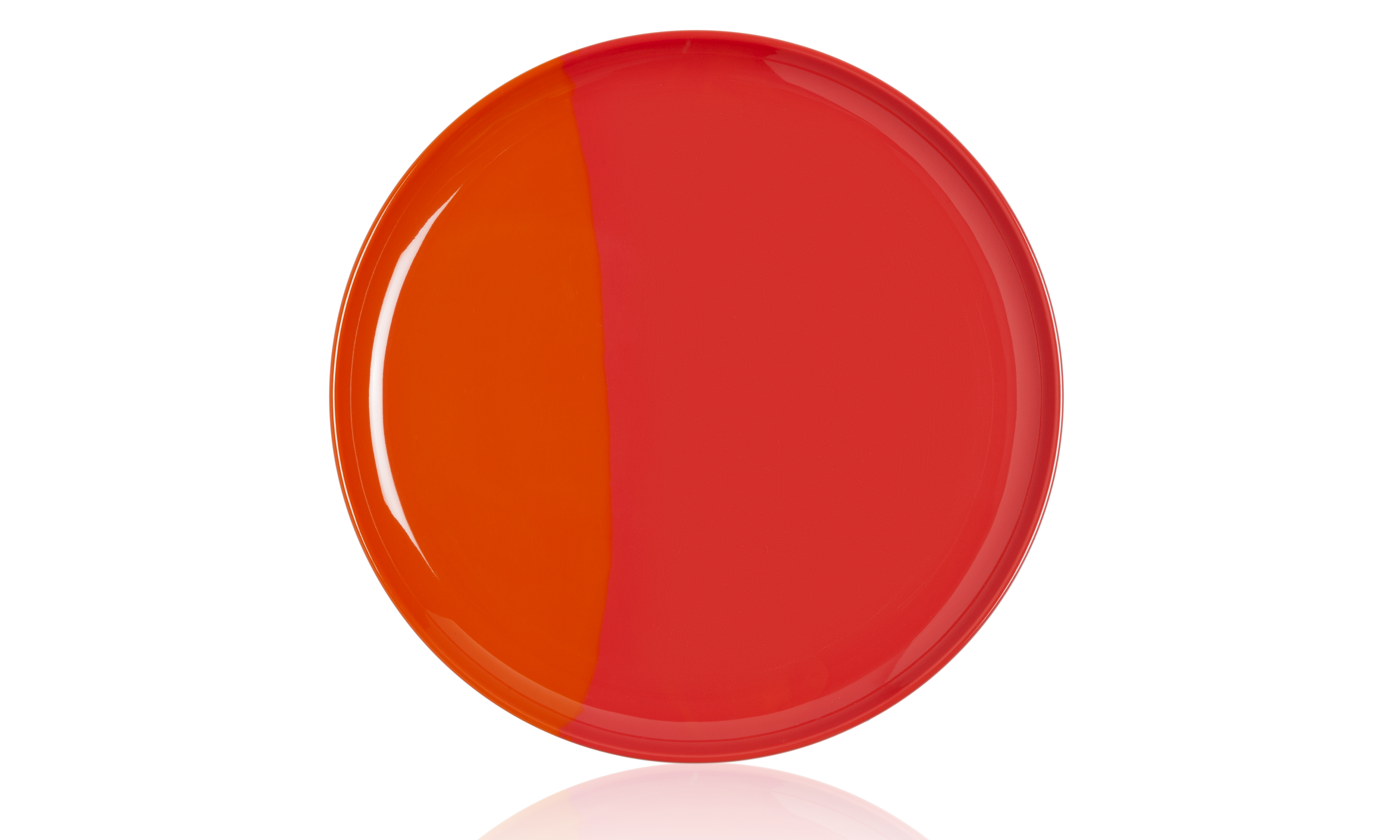 1/2 & 1/2 Melamine Dinner Plate Orange / Red (Set of 4)
