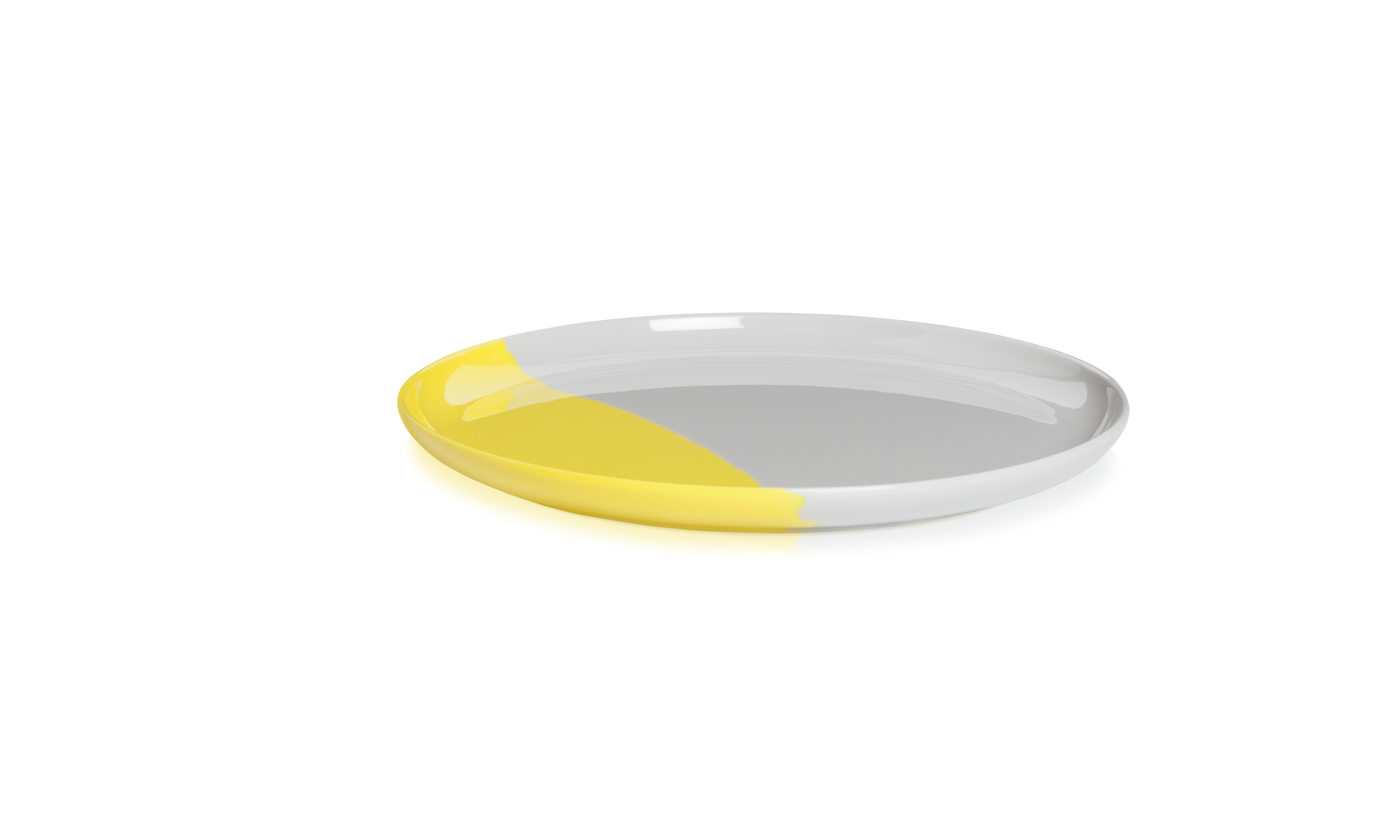 1/2 & 1/2Melamine Salad/Dessert  Plate Yellow/Grey (Set of 4)