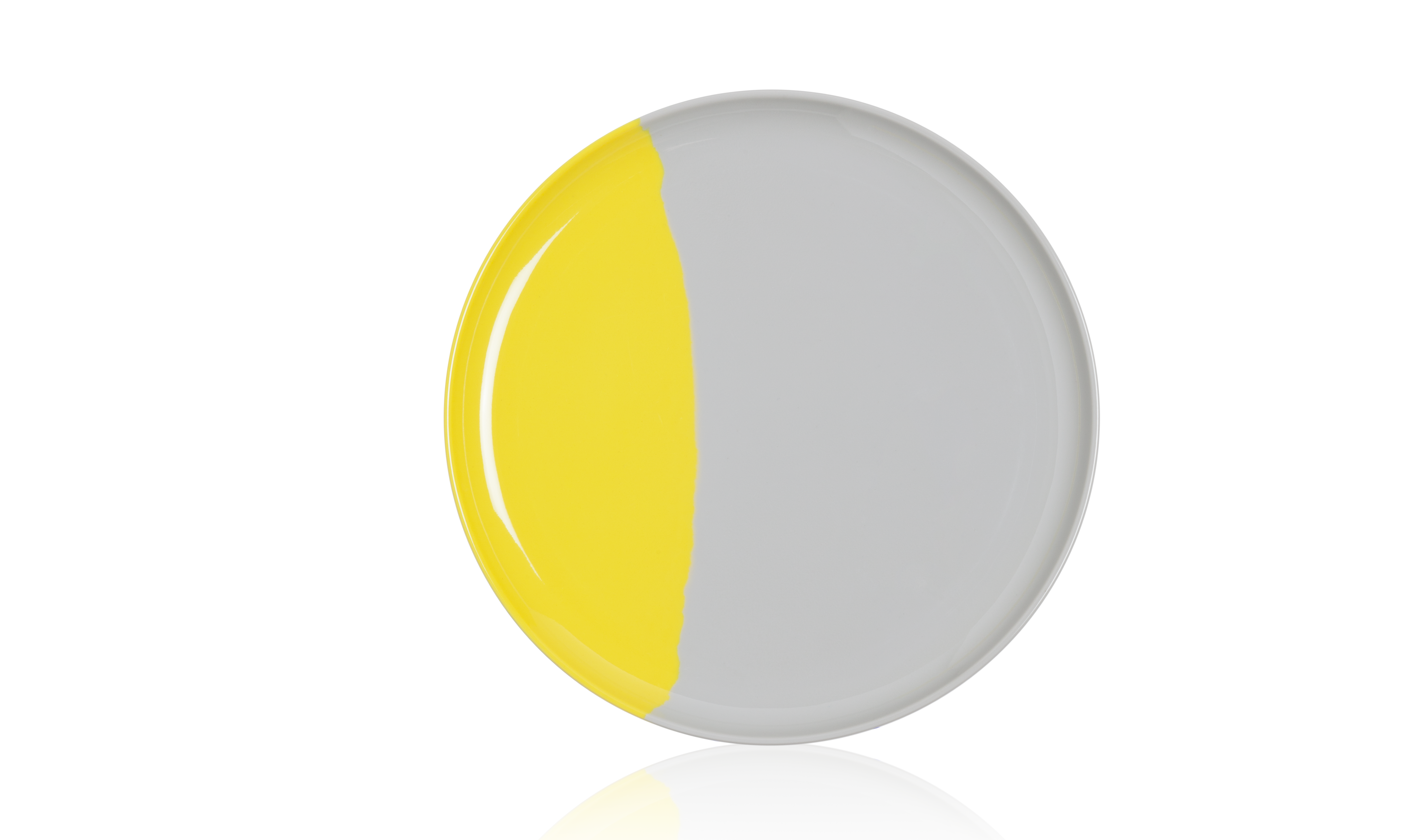 1/2 & 1/2Melamine Salad/Dessert  Plate Yellow/Grey (Set of 4)