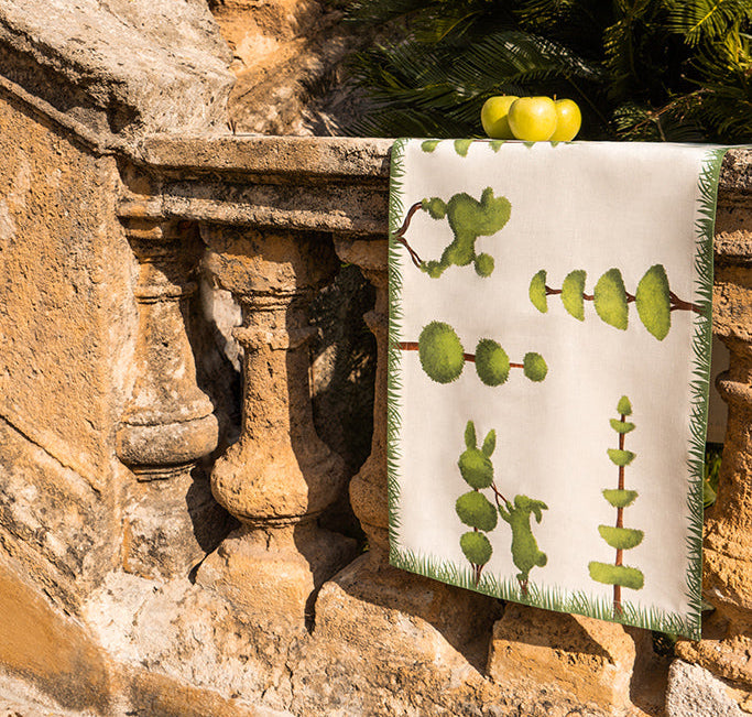 Animal Topiary Table Runners 100% Italian Linen