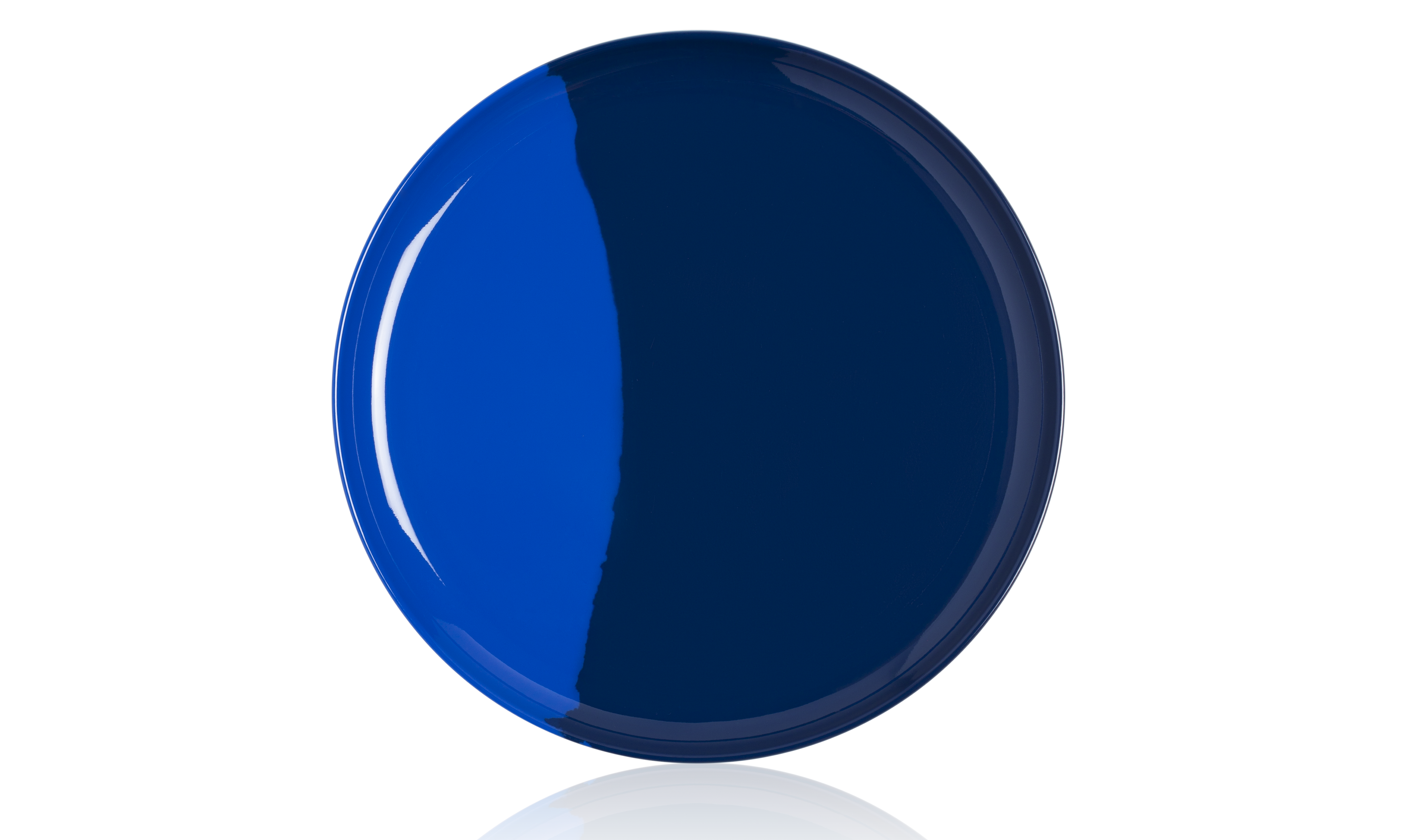 1/2 & 1/2 Melamine Dinner Plate (Cobalt/Navy) Set of 4. Exclusive Design By Thomas Fuchs Creative