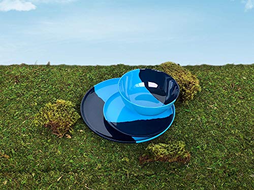 1/2 & 1/2 Melamine Bowl (Light Blue/Navy) Set of 4. Exclusive Design By Thomas Fuchs Creative