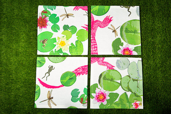 Pink Crocodile Set of 4 Napkins 100 % Italian Linen