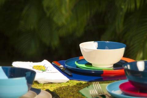 1/2 & 1/2 Melamine Bowl (Light Blue/Navy) Set of 4. Exclusive Design By Thomas Fuchs Creative