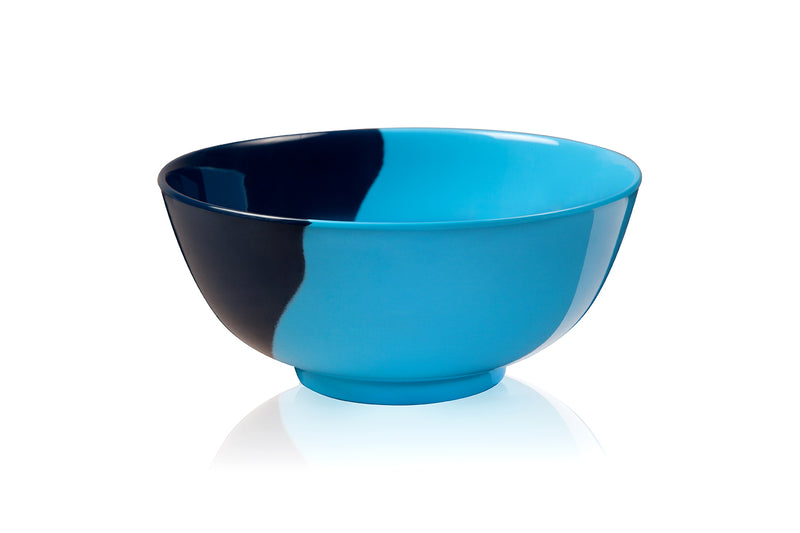 1/2 & 1/2 Melamine Bowl (Light Blue/Navy) Set of 4. Exclusive Design By Thomas Fuchs Creative
