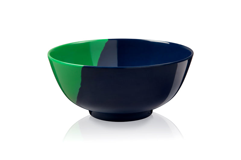 1/2 & 1/2 Melamine Bowl (Green/Navy) Set of 4. Exclusive Design By Thomas Fuchs Creative