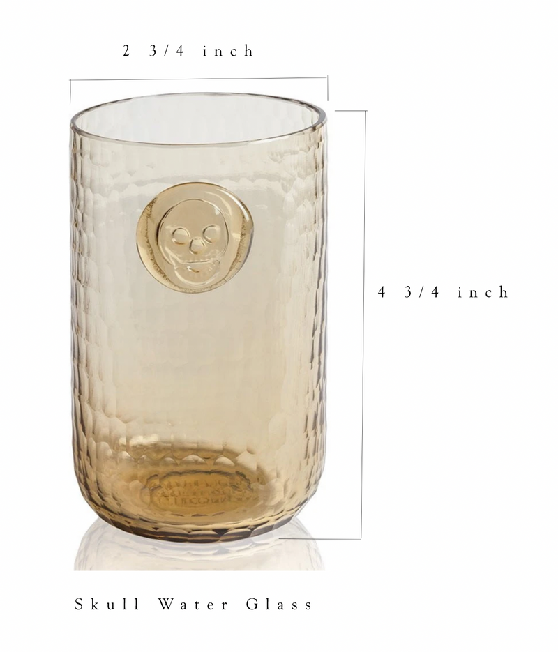 Skull Stamp Water Drinking Glasses - Wood color -Set of 4 glasses