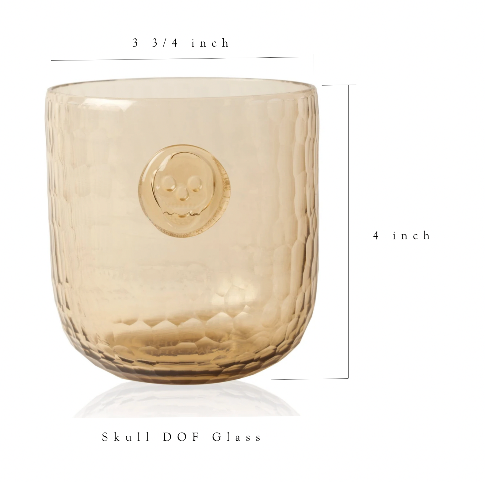 PRE-ORDER Skull Stamp DOF Drinking Glasses -  Wood color - Set of 4 glasses