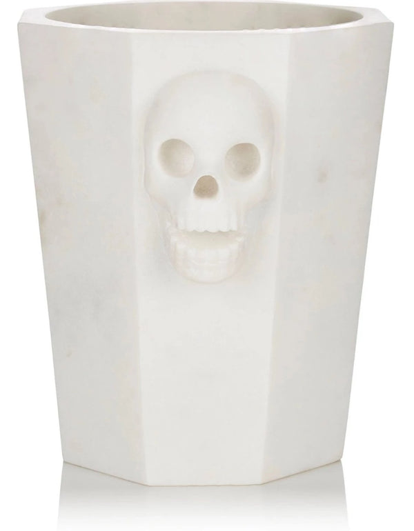 Skull Champagne Bucket, White Marble