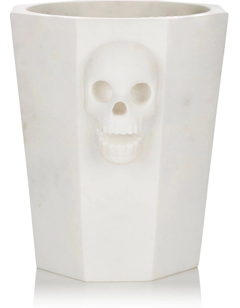 Skull Champagne Bucket, White Marble