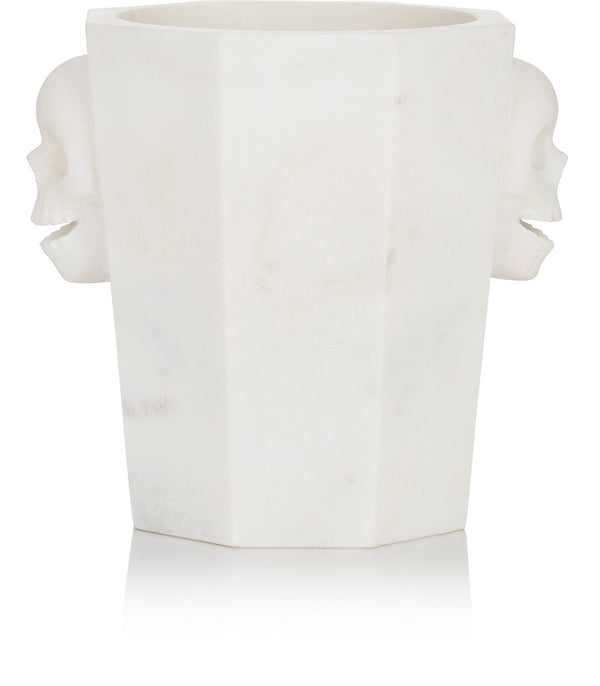 Skull Champagne Bucket, White Marble