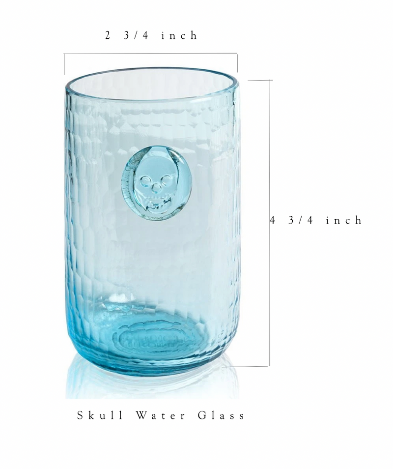 Skull Stamp Water Drinking Glasses - Aqua - Set of 4