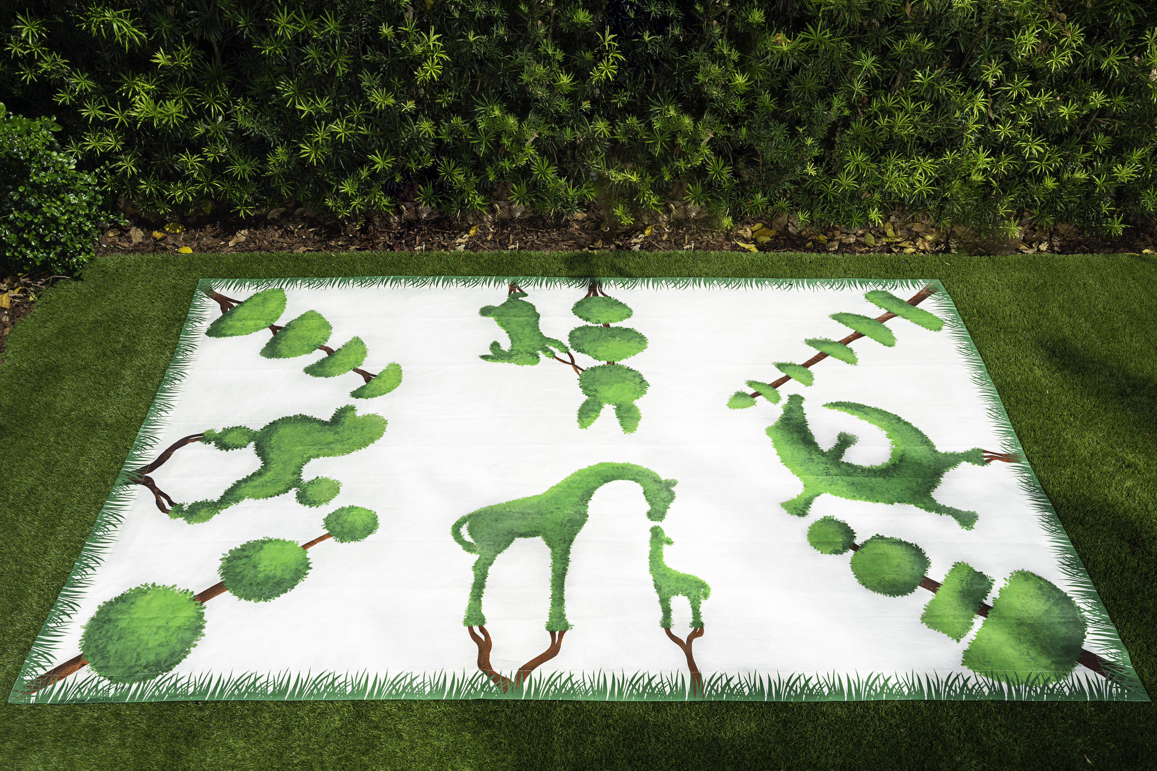Animal Topiary Tablecloth 100% Italian Linen
