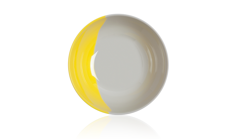 1/2 & 1/2 MELAMINE BOWL (Yellow / Grey) SET OF 4 DESIGN BY THOMAS FUCHS