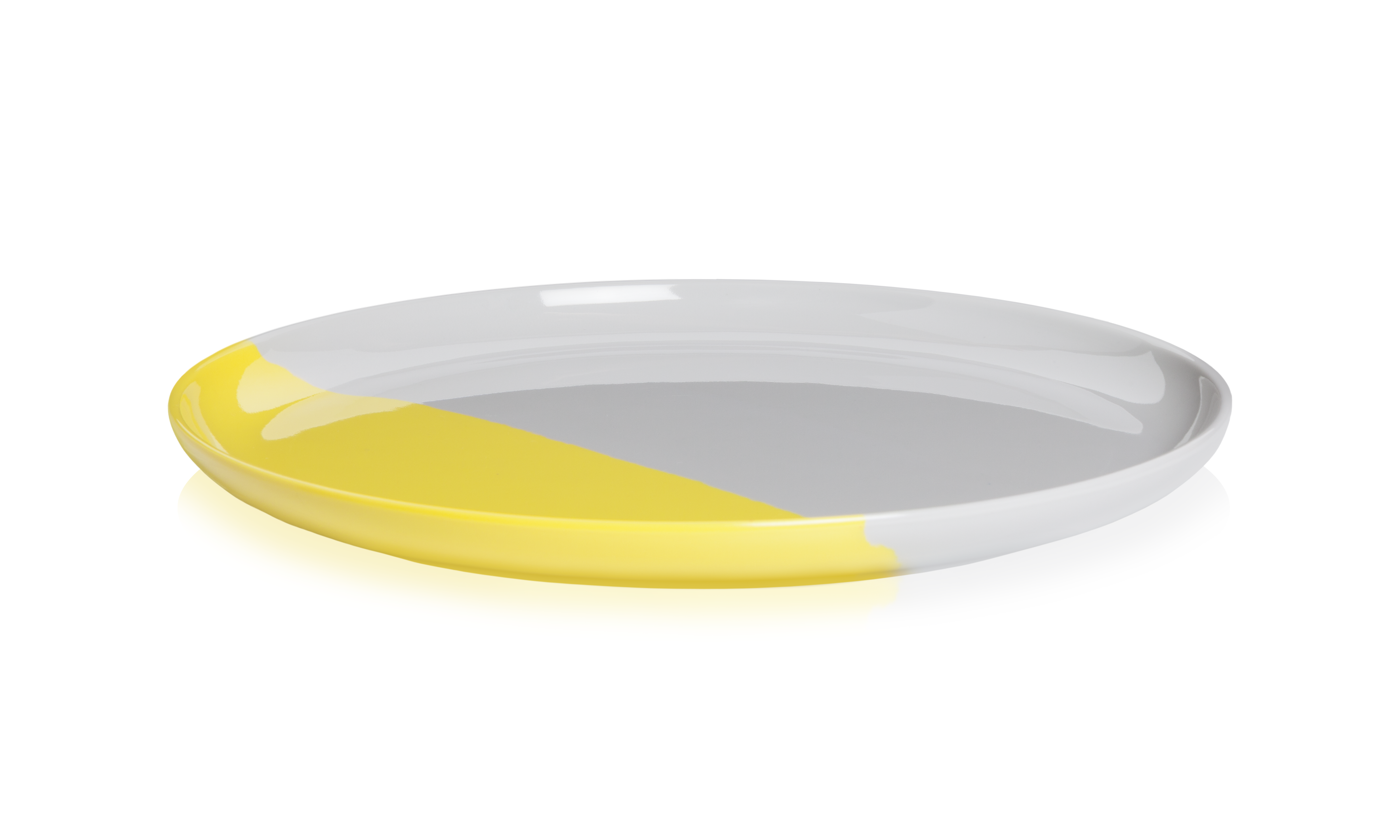 1/2 & 1/2 Dinner Plate Yellow/Grey (Set of 4)