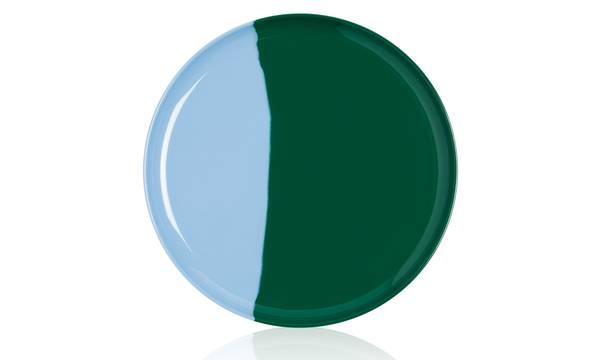 1/2 & 1/2 MELAMINE DINNER PLATE GREEN / SKY BLUE (set of 4)