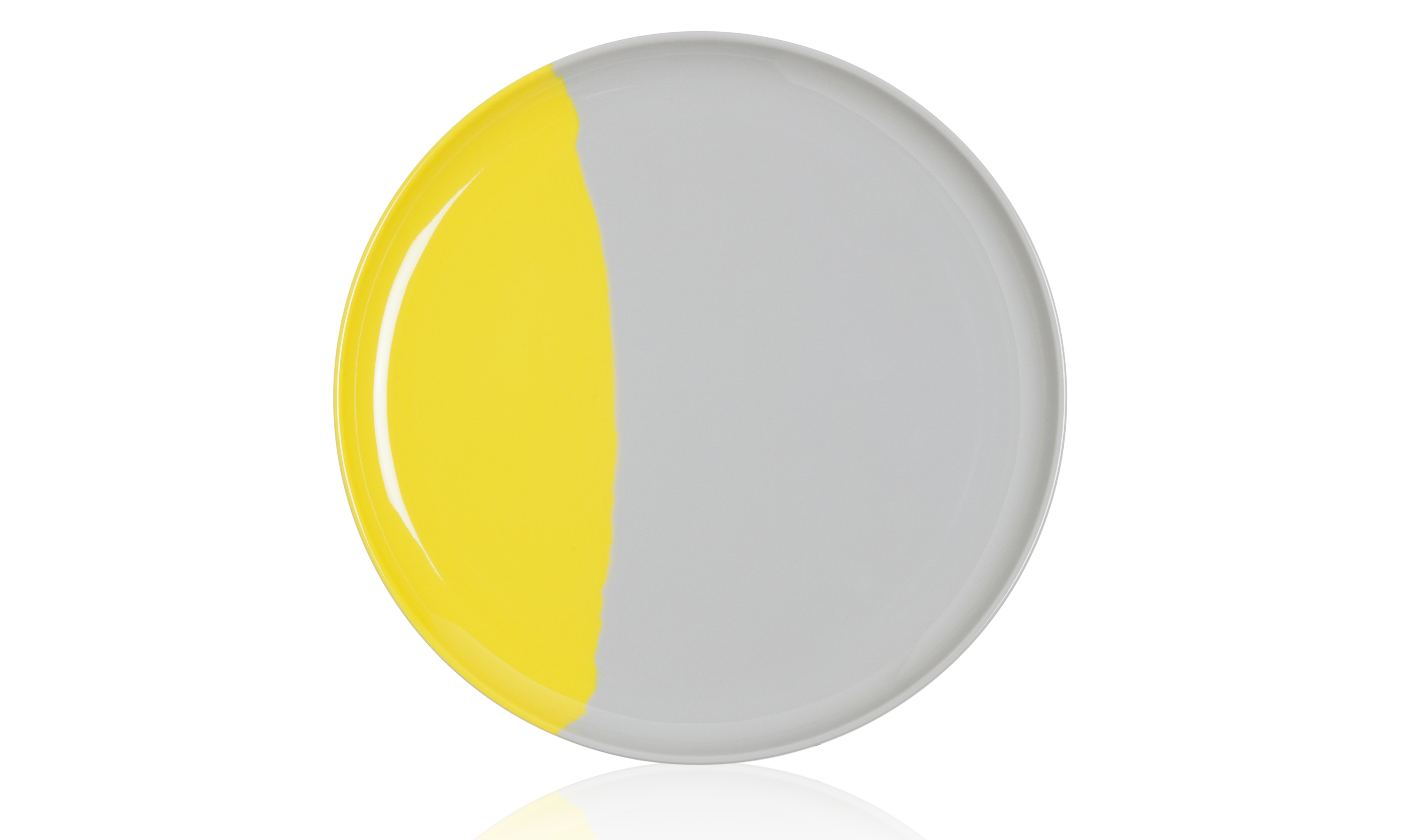 Melamine Dinner Plate with Neon Yellow and Grey Finish