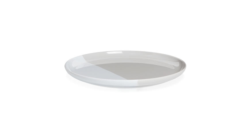 1/2 & 1/2 MELAMINE DESSERT / SALAD SIDE PLATE  Set of 4 (SILVER / GREY) DESIGN BY THOMAS FUCHS