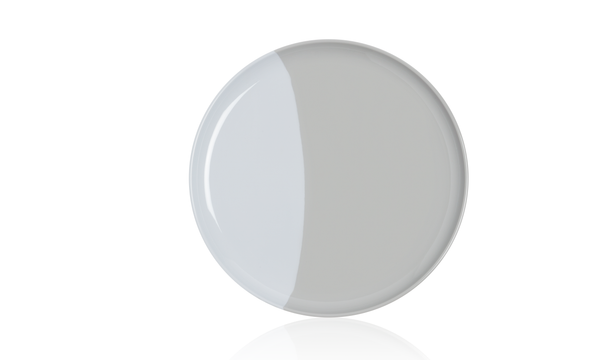 1/2 & 1/2 MELAMINE DESSERT / SALAD SIDE PLATE  Set of 4 (SILVER / GREY) DESIGN BY THOMAS FUCHS