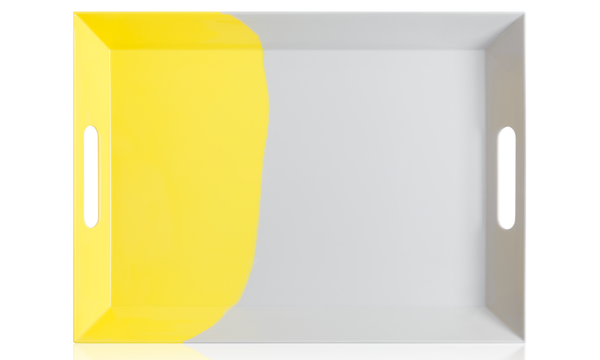1/2 & 1/2 Melamine Serving Tray (Yellow/Grey) Exclusive Design By Thomas Fuchs Creative